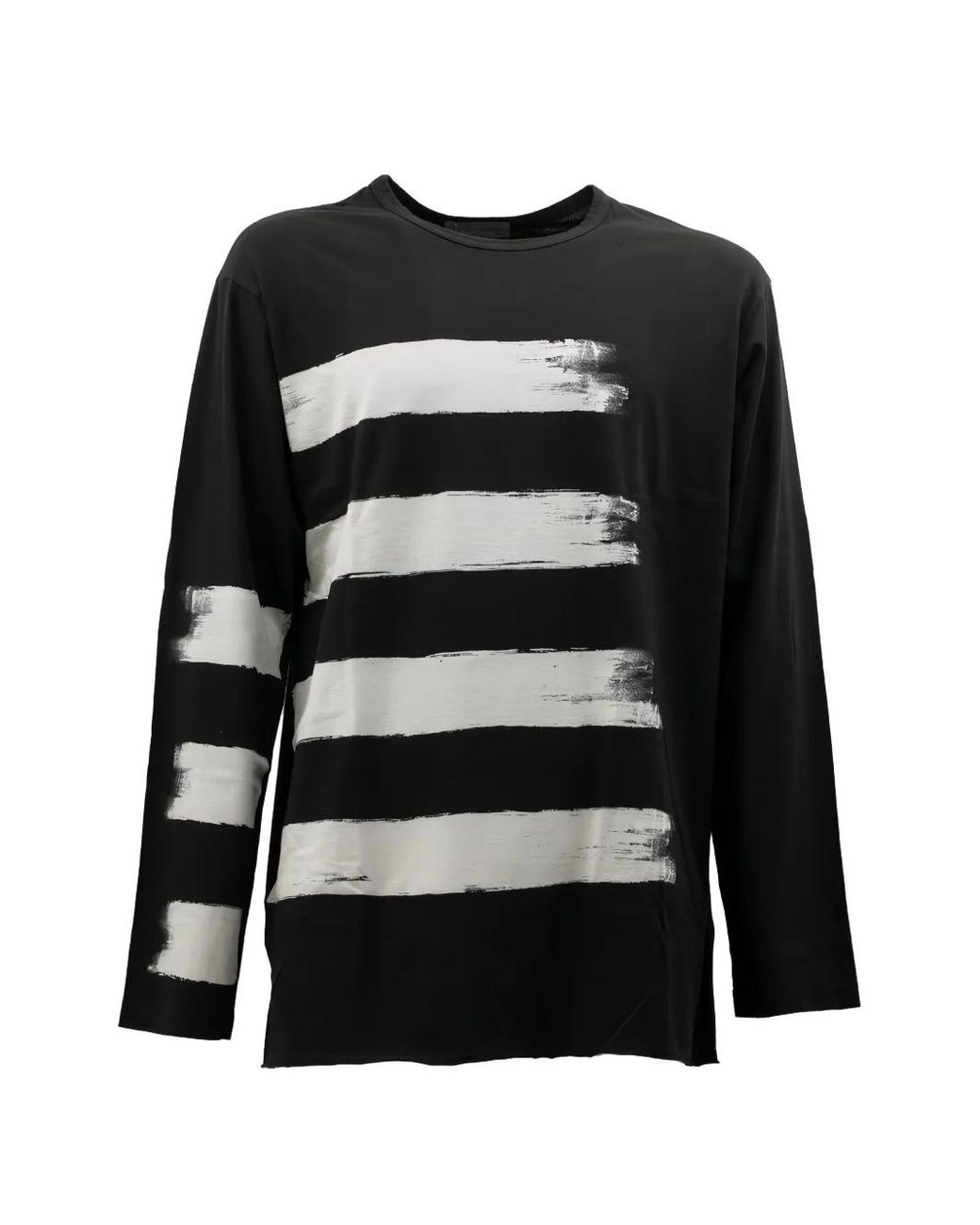 Yohji Yamamoto Black Stripe-Print Long-Sleeve T-Shirt for men