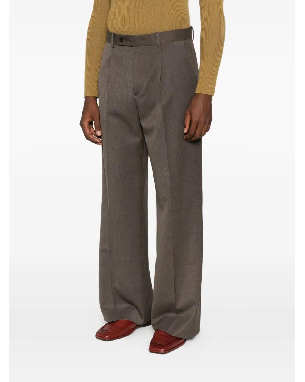 TONYWACK Gray Pleated Pants for men
