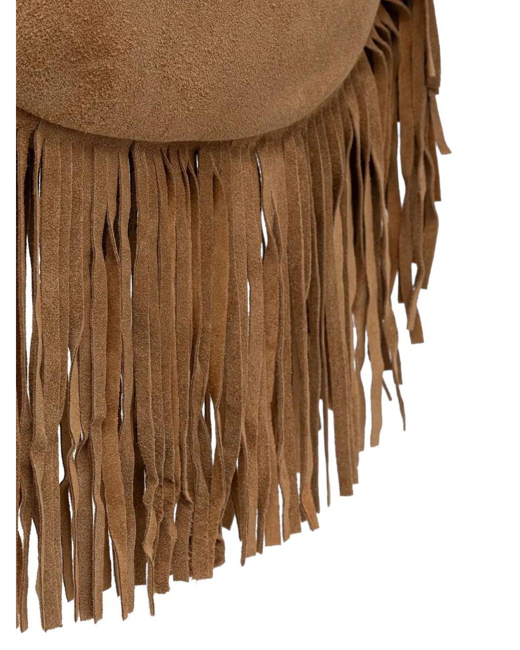 ViCOLO Brown Fringe-Trim Suede Shoulder Bag