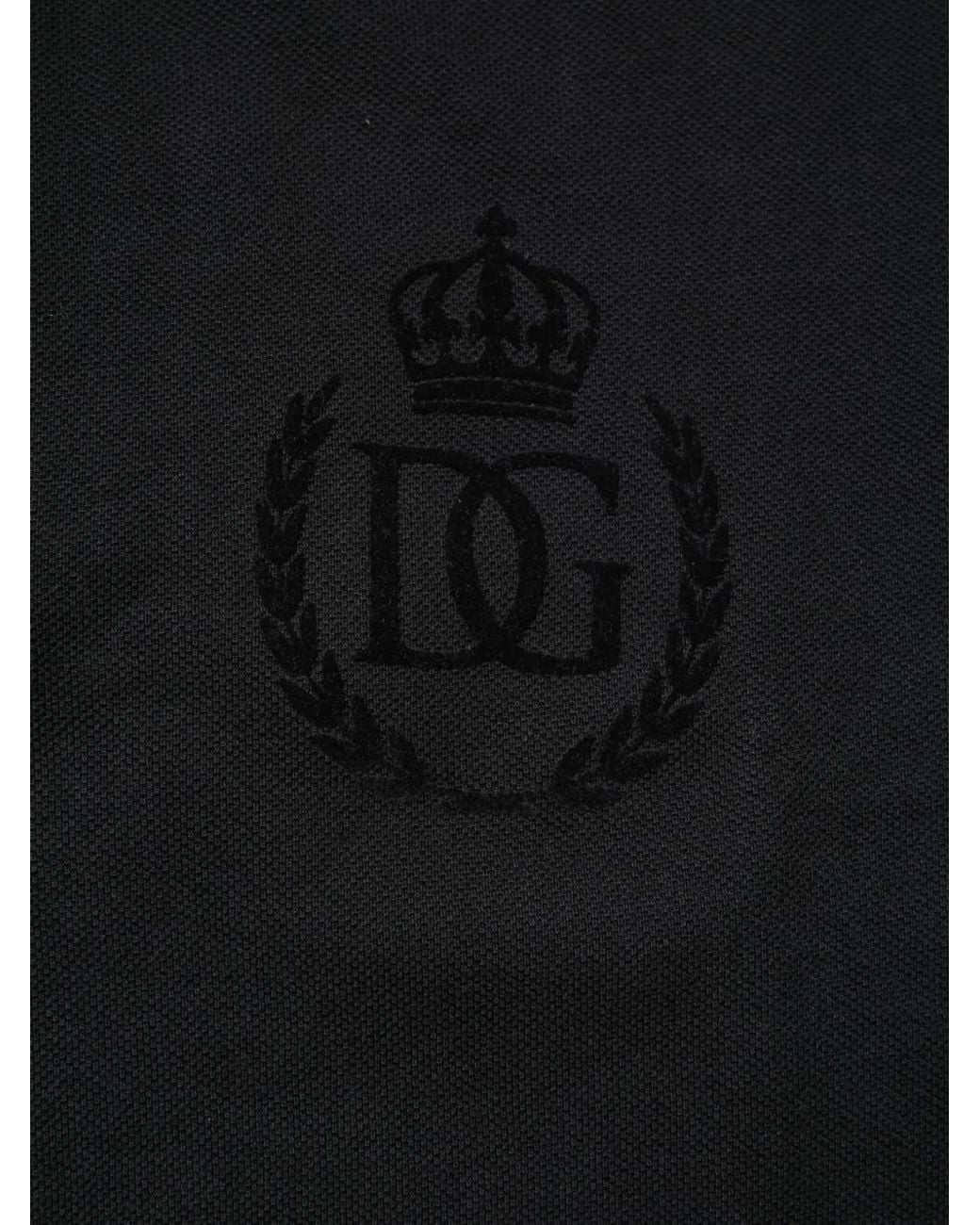 Dolce & Gabbana Black Dg Logo Polo Shirt for men