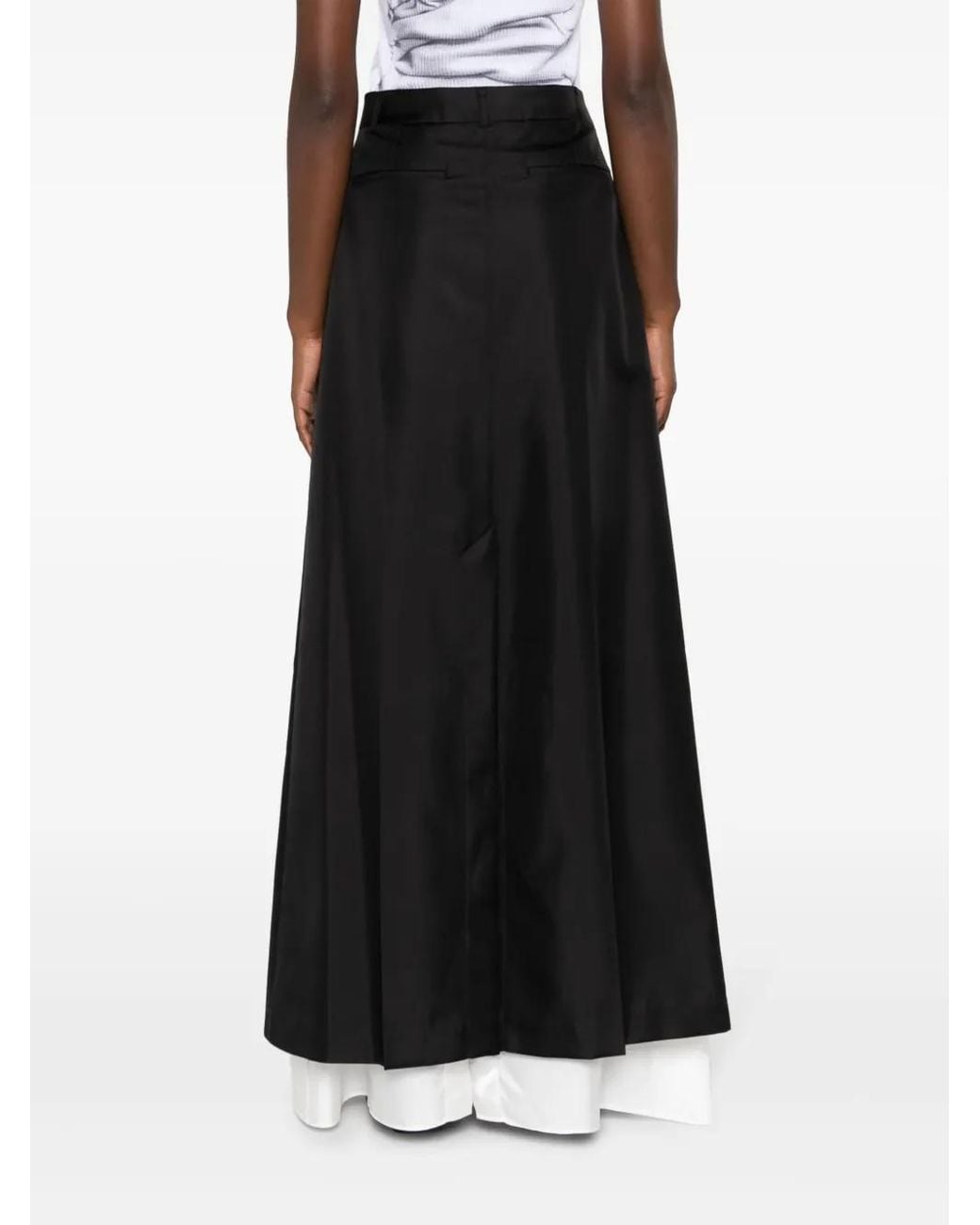 Peter Do Black Double-Layer A-Line Maxi Skirt