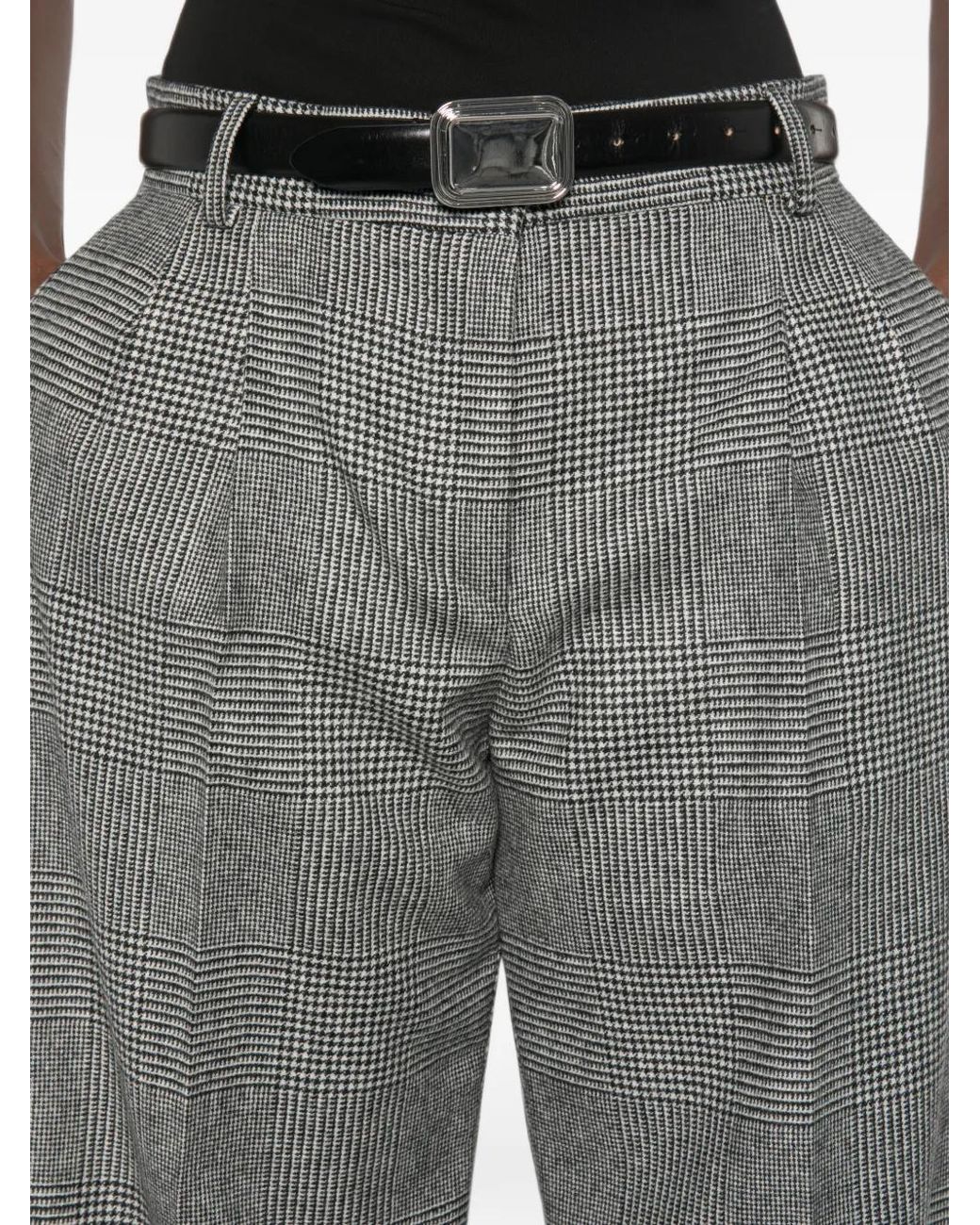 Dolce & Gabbana Gray Check-Pattern Pleated Trousers