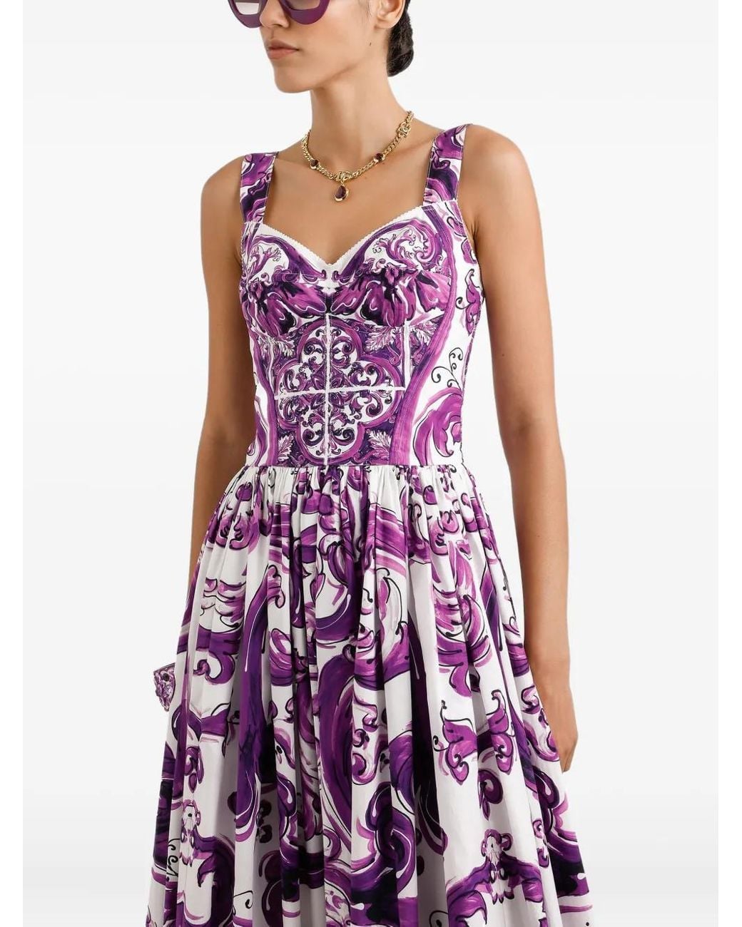 Dolce & Gabbana Purple Dress With 'Majolica' Print