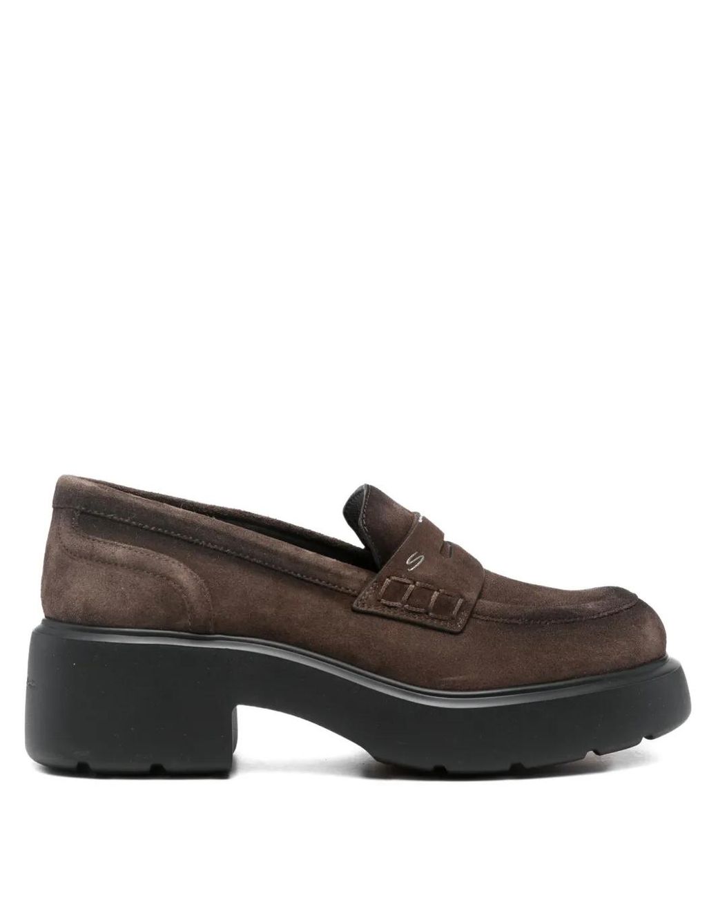 Santoni Brown Suede Platform Loafers