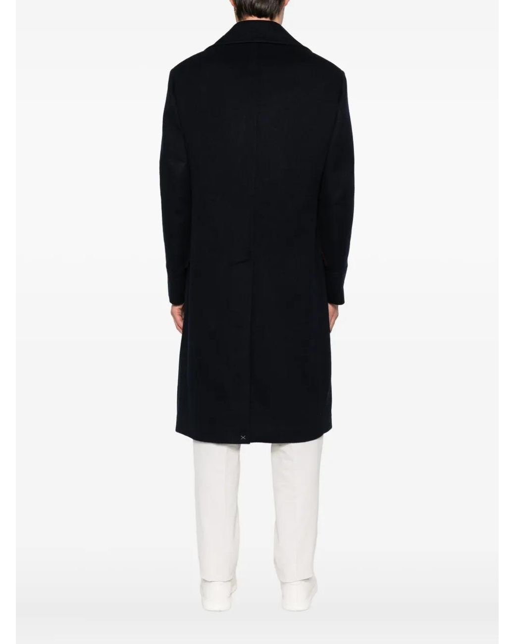 Abrigo Con Doble Botonadura Brunello Cucinelli de hombre de color Black