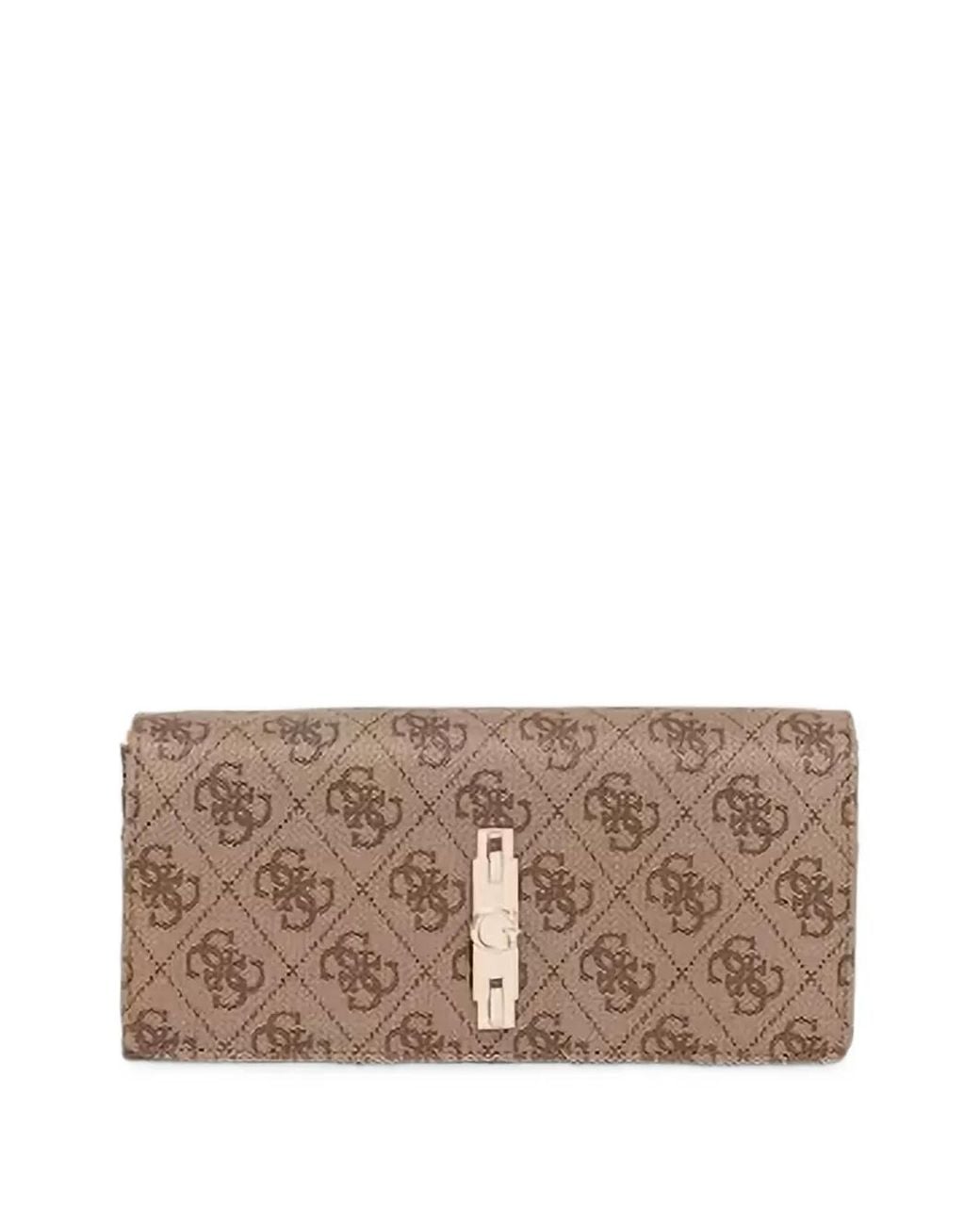 Guess Brown Yvonne Monogram-Print Logo-Plaque Wallet