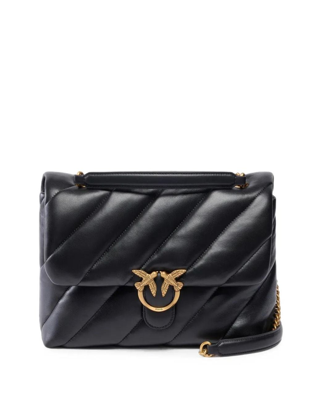 Pinko Black Large Love Bag Puff Maxi Quilt New Buckle Shoulder Bag