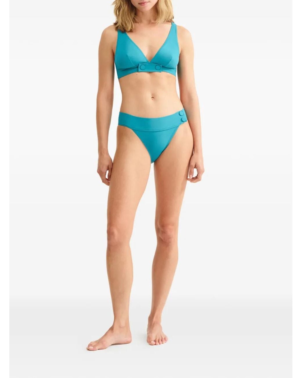 Top De Bikini Con Diseño Triangular Eres de color Blue