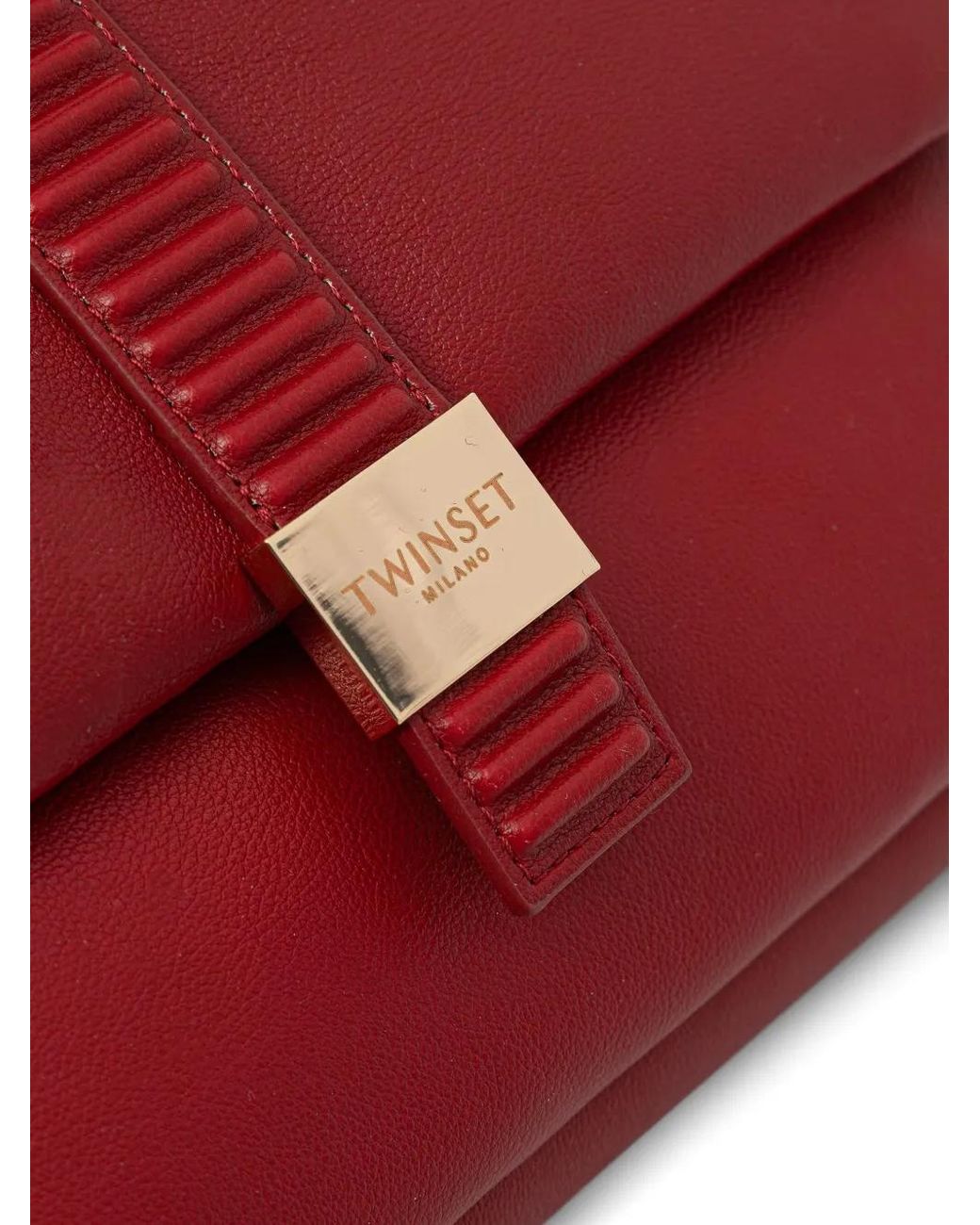 Twinset Red Ribbed-Detail Shoulder Bag