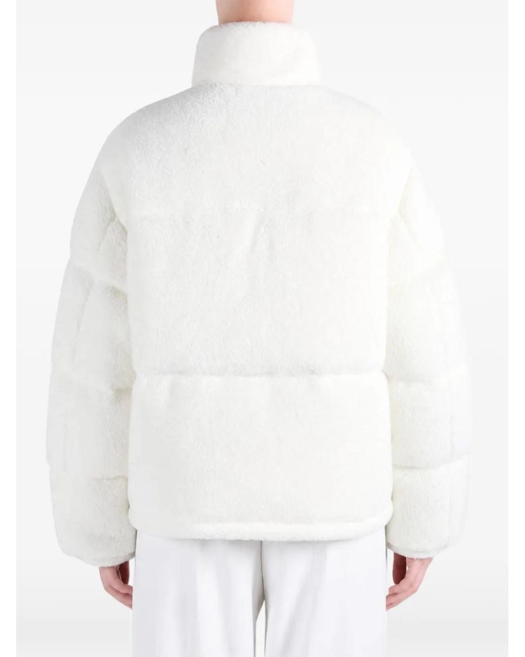 Canada Goose White Fallon Fleece-Texture Padded Jacket