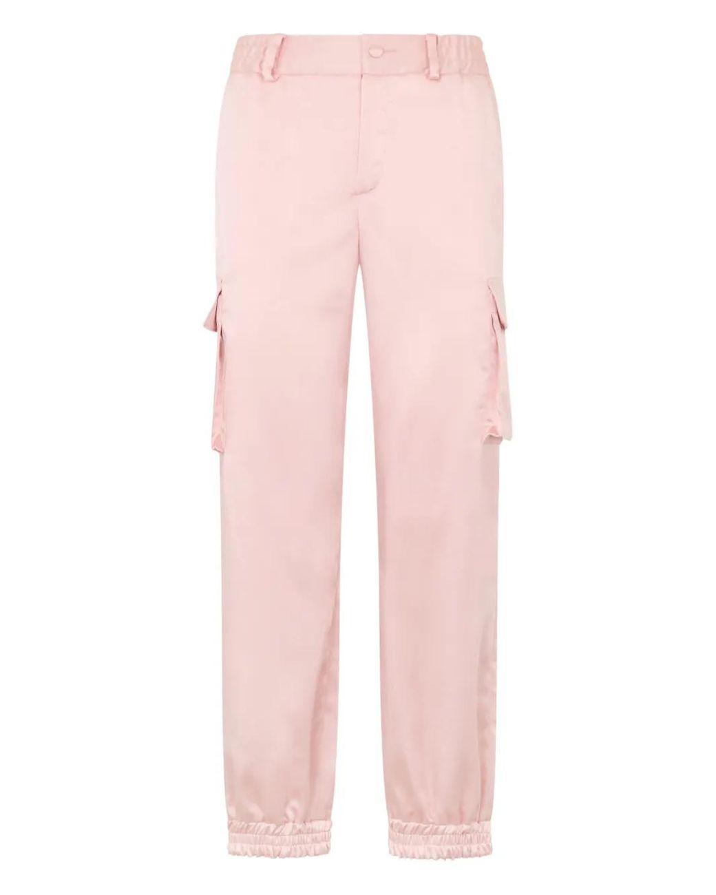 Philipp Plein Pink Satin Patch-Pocket Cargo Pants