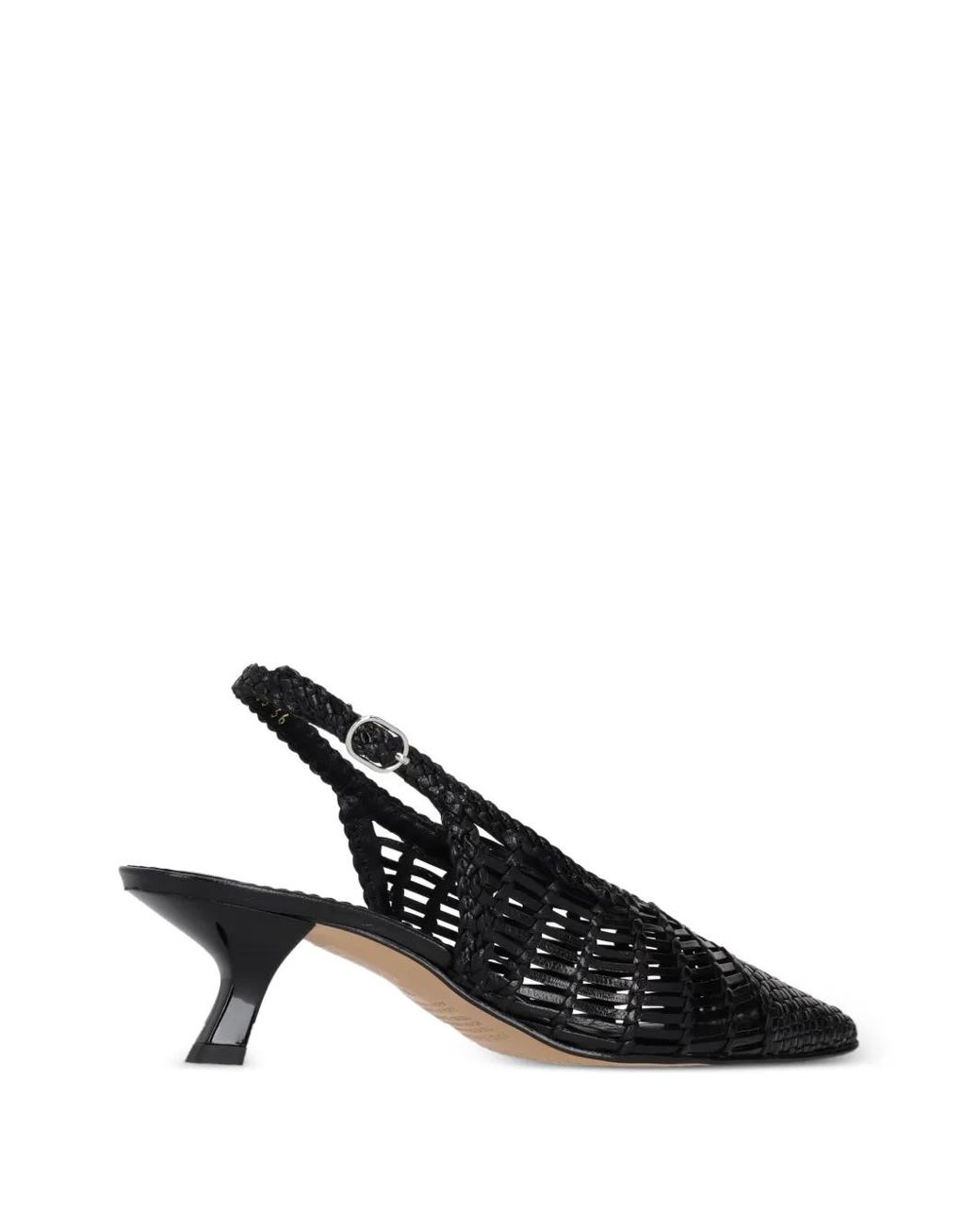 LA ROSE Black Woven Slingback Pumps
