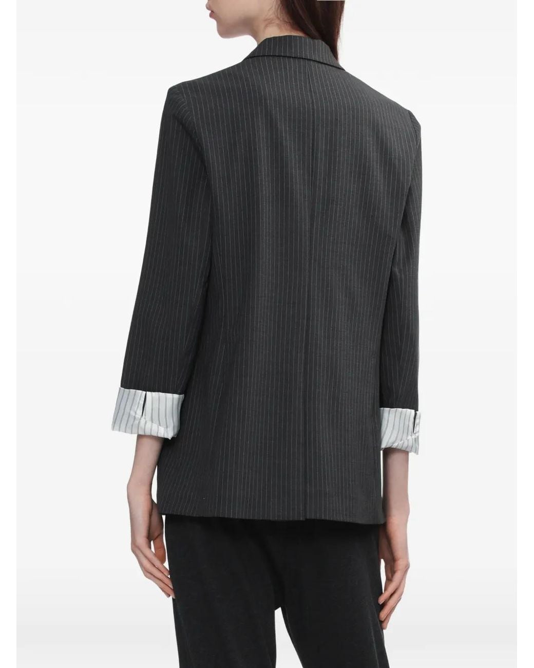 Rag & Bone Black Pinstripe Three-Quarter-Sleeve Blazer