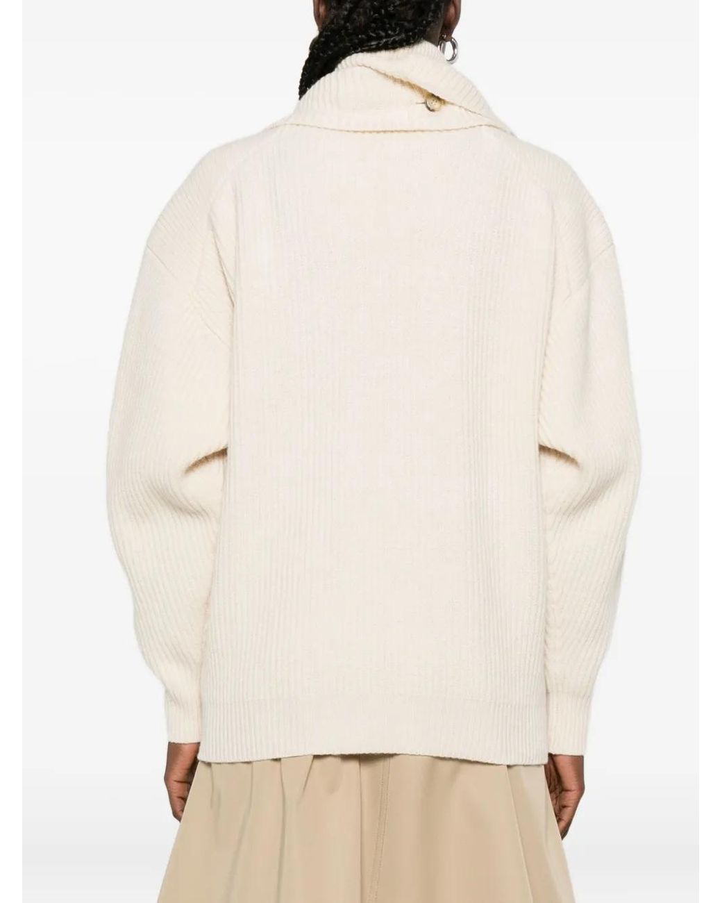 Nanushka Natural Turtleneck Foldback-Detail Sweater