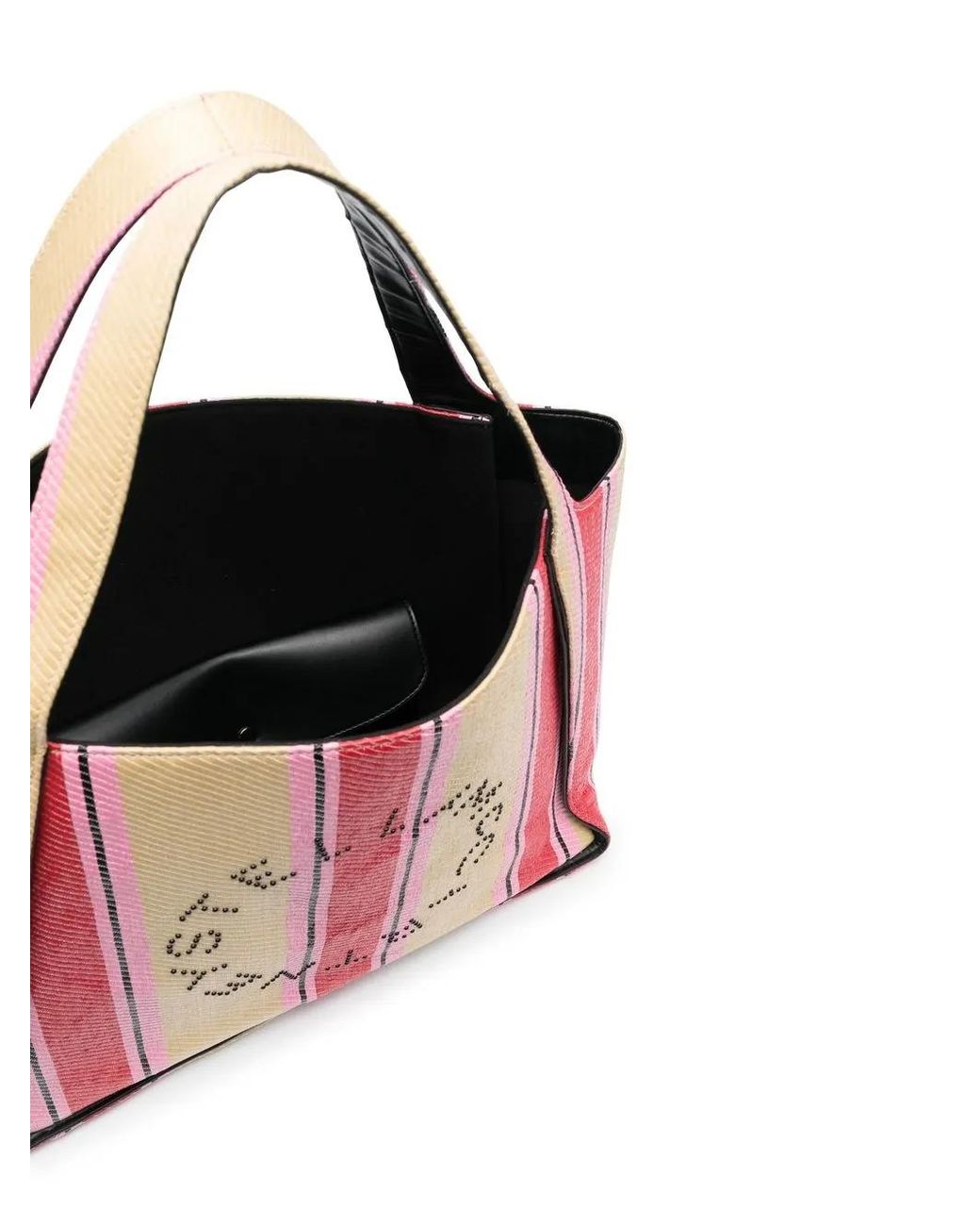 Stella McCartney Red Striped Logo-Print Tote Bag