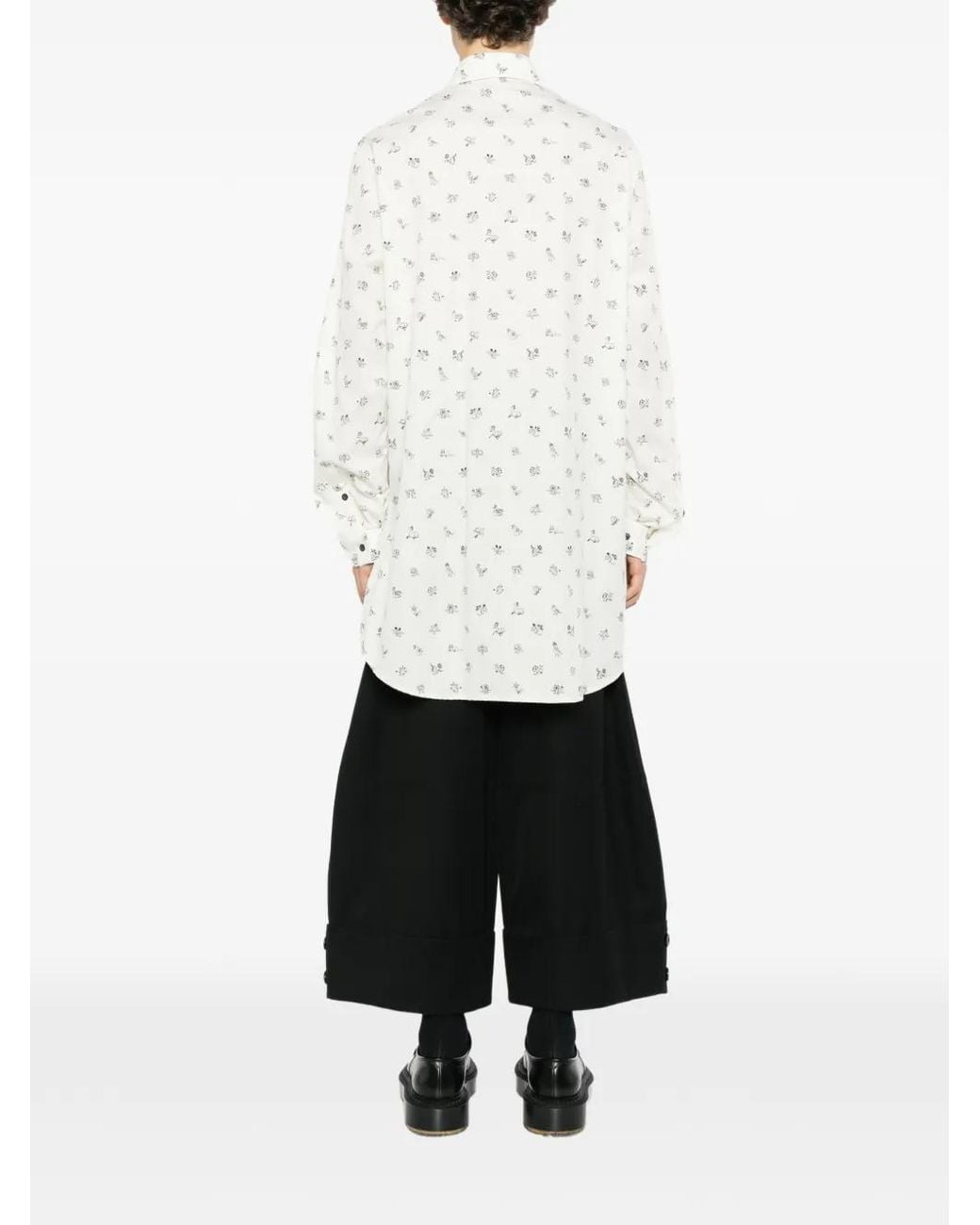 Nude:mm White Illustrative-Print Long-Sleeve Shirt for men