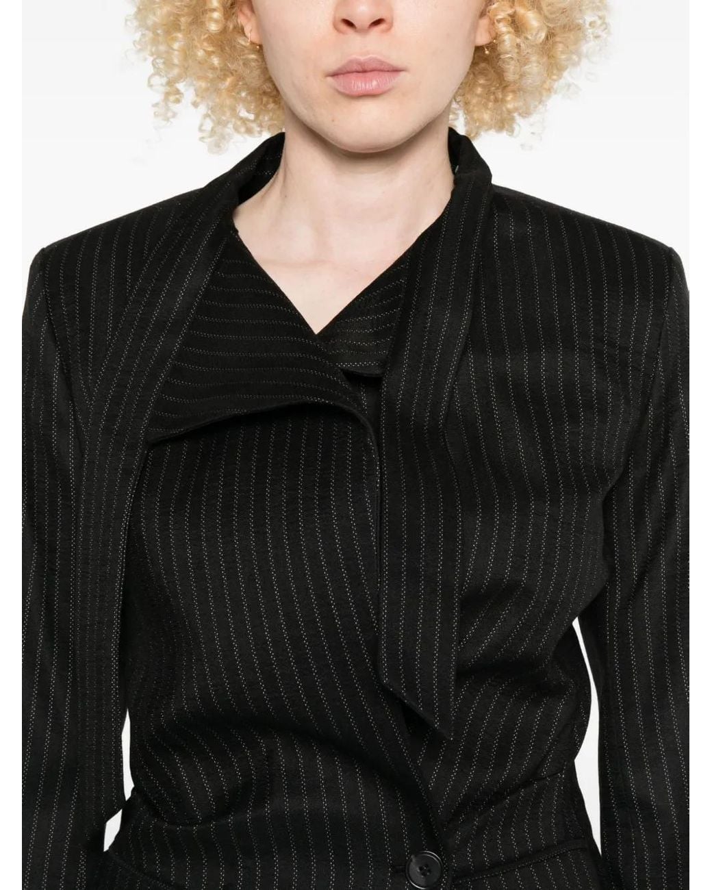 Isabel Marant Black Pinstripe Wrap Blazer