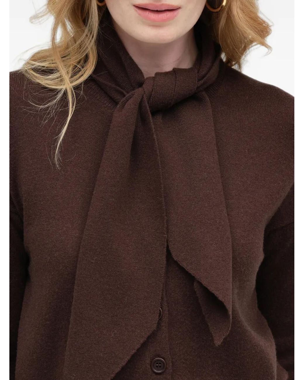 Chinti & Parker Brown Tie-Neck Button-Up Cardigan