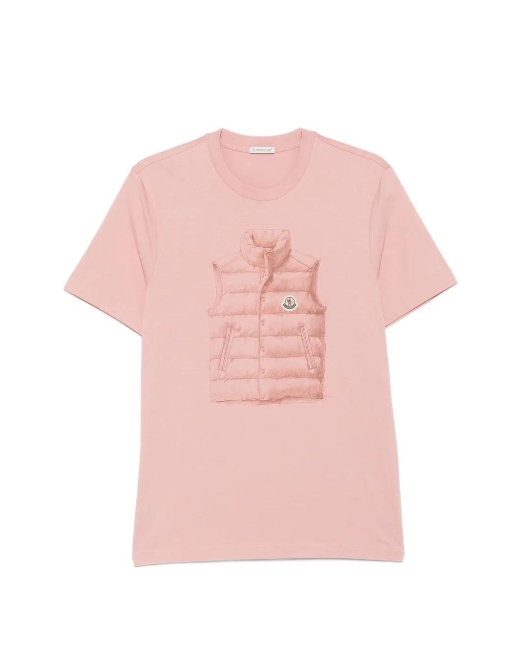 Moncler Pink T-Shirt En Coton À Imprimé Graphique for men