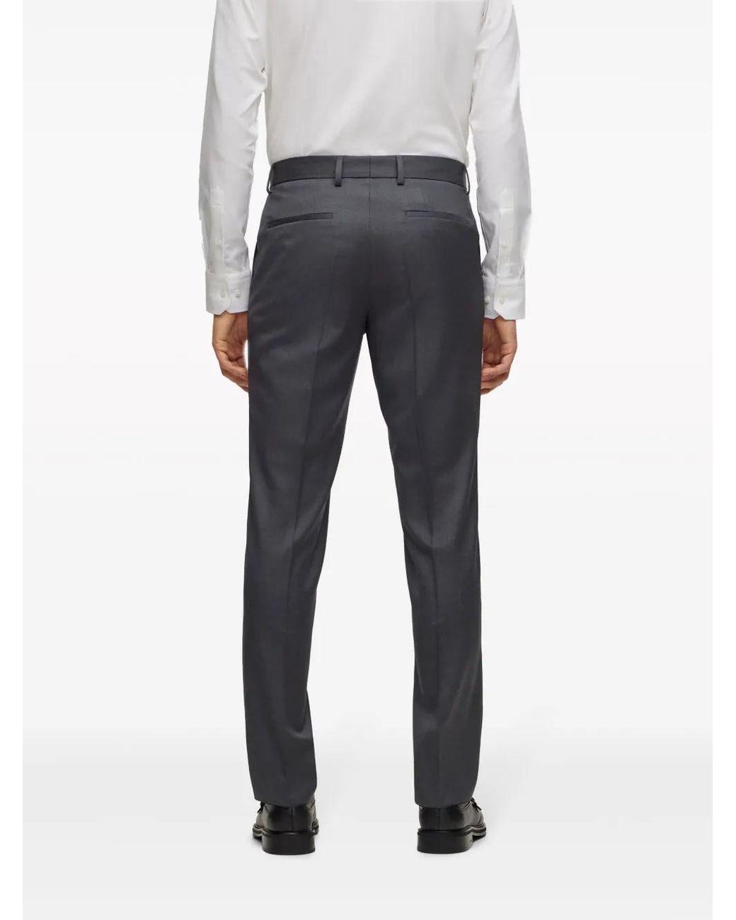 Boss Gray Pressed-Crease Tailored Trousers for men
