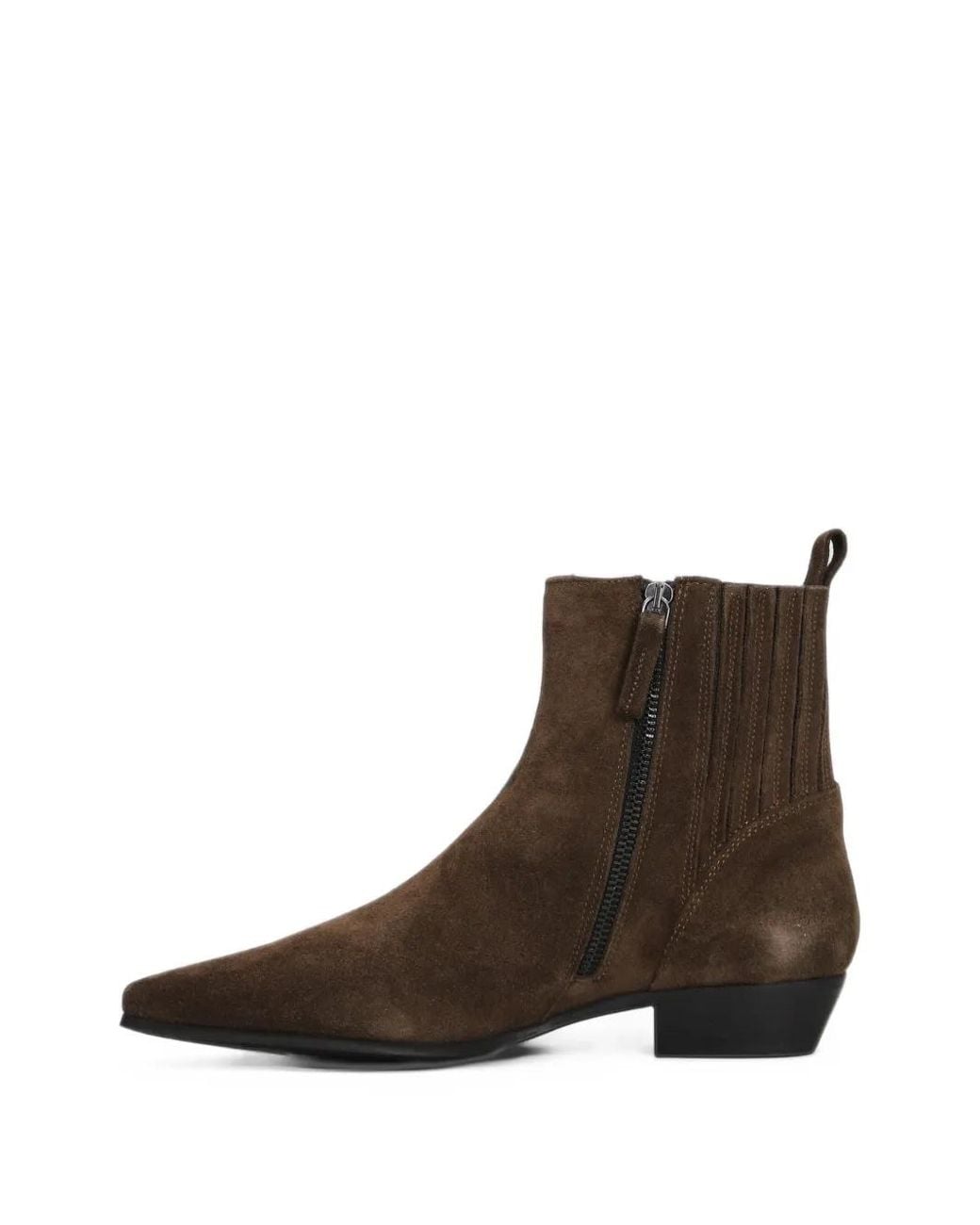 Evaluna Brown Suede Pointed-Toe Ankle Boots