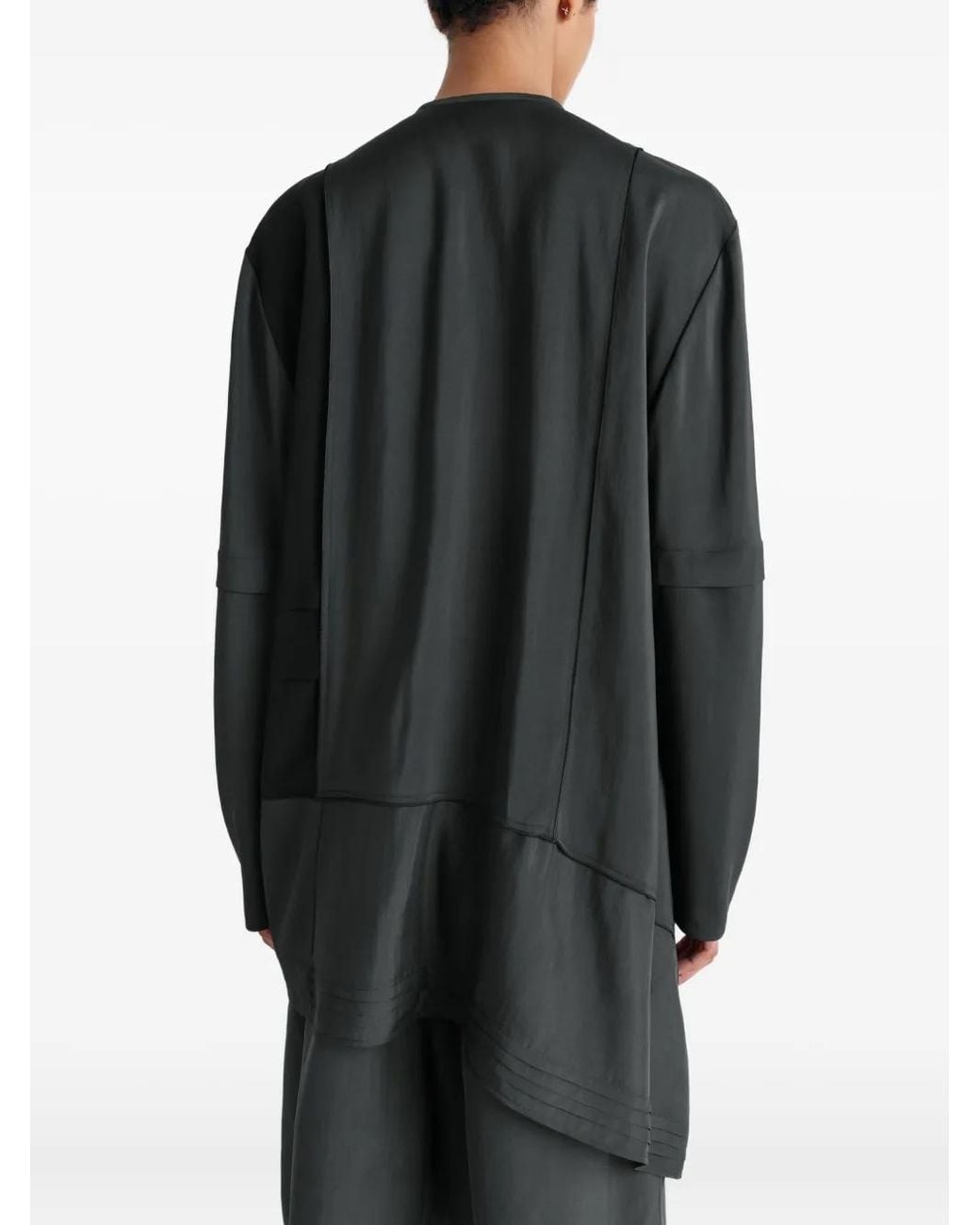 Lemaire Black Pleated Asymmetrical Blouse