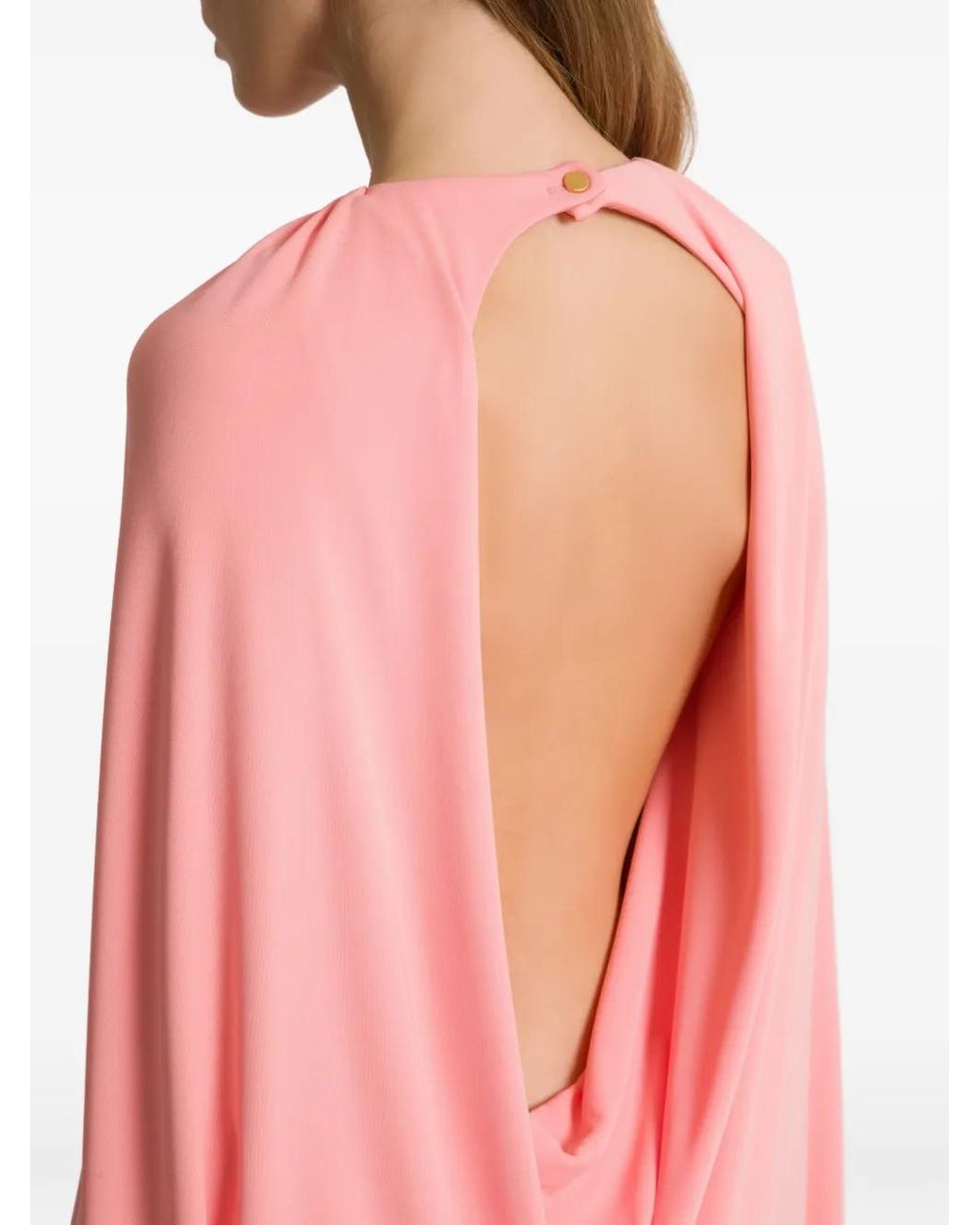 Alberta Ferretti Pink Open-Back Cape Maxi Dress