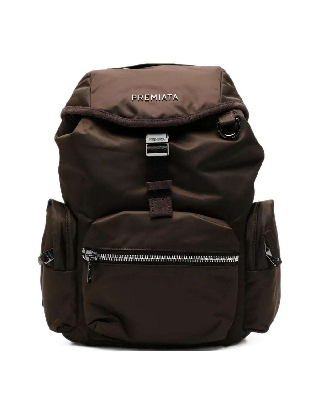 Premiata Black Logo-Plaque Buckle-Fastening Backpack for men
