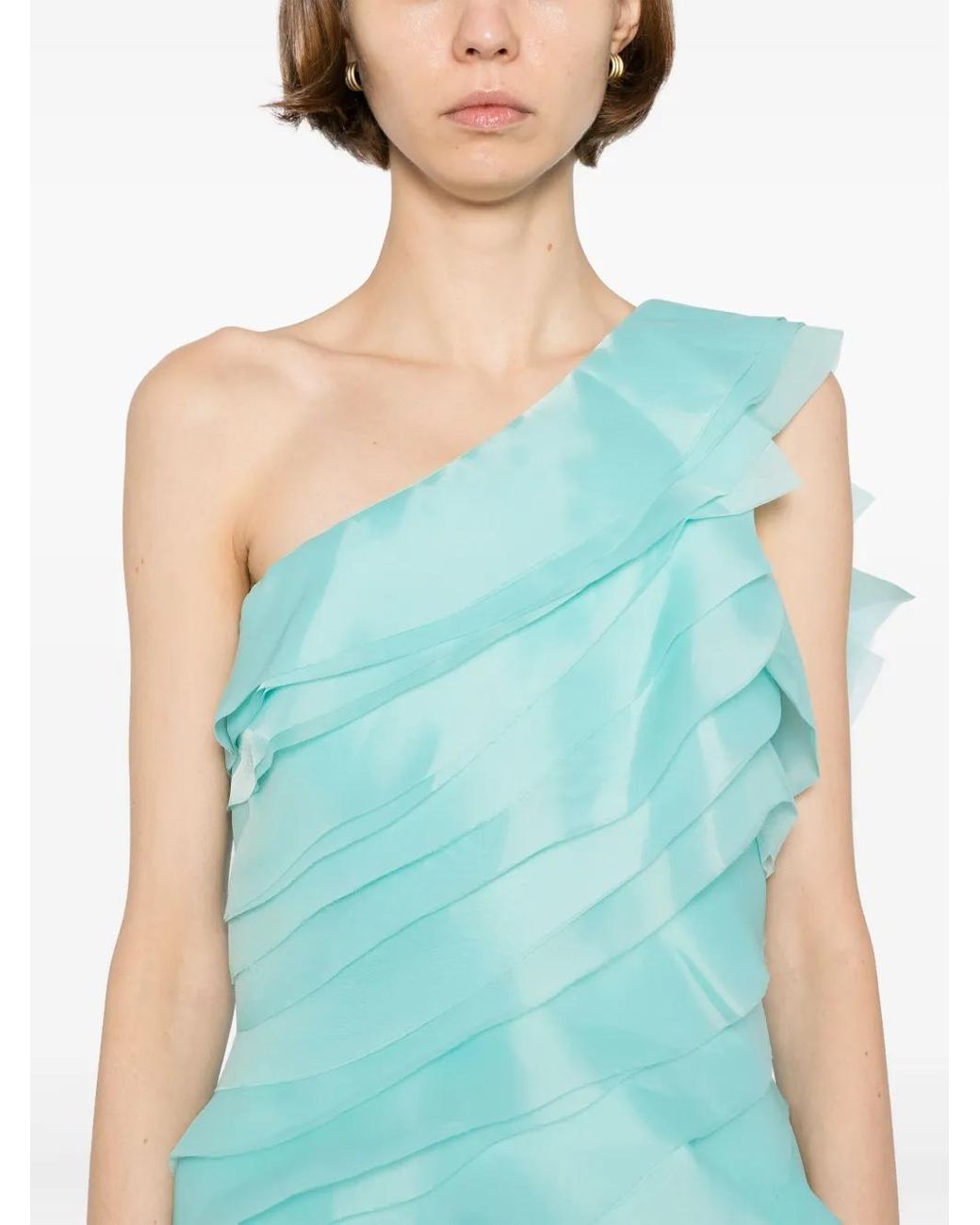 Saiid Kobeisy Blue Layered Organza Dress