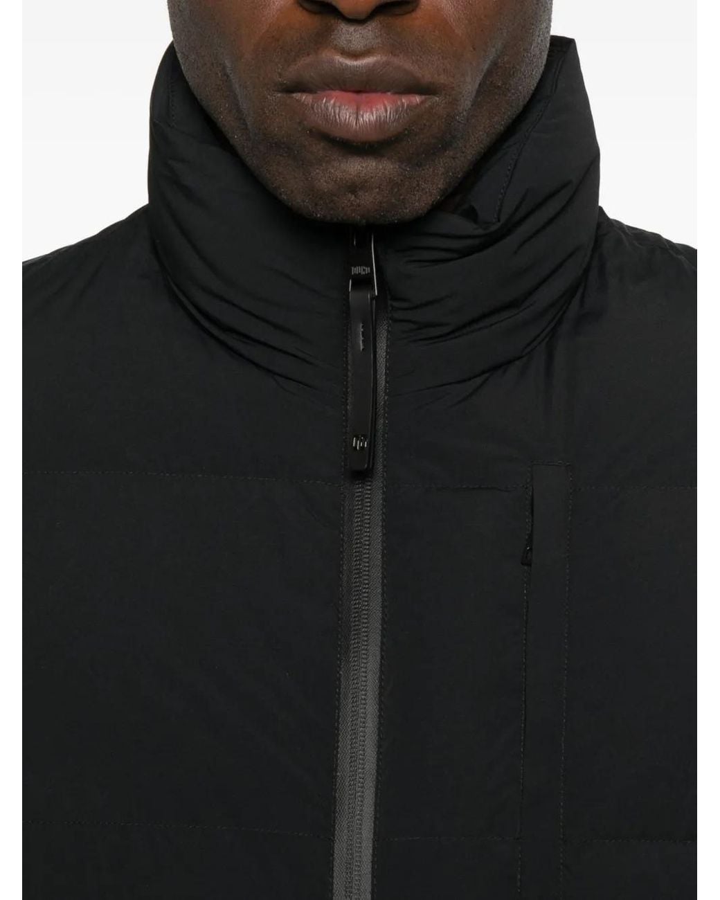 DUNO Black Quilted Zip-Front Jacket for men