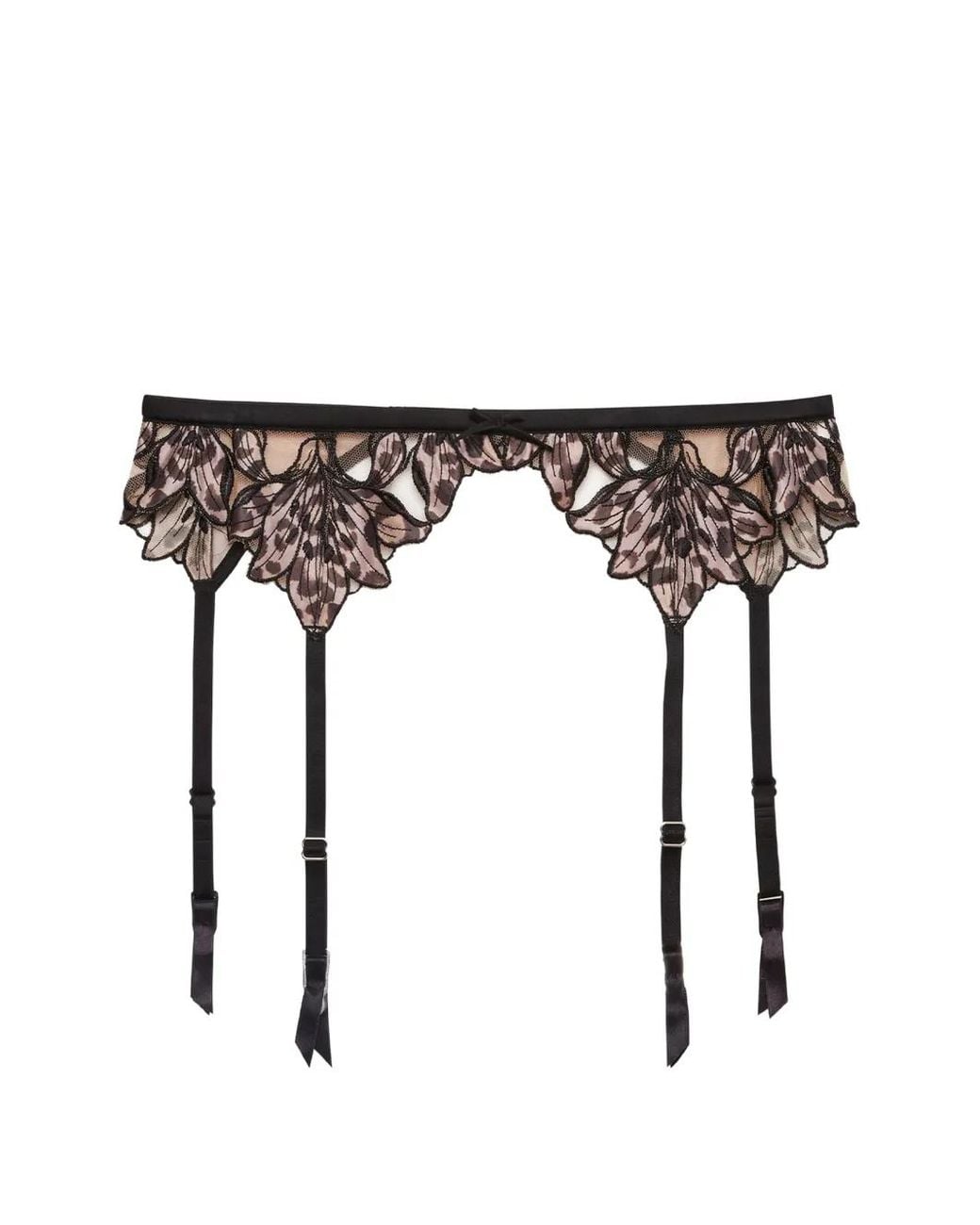 Fleur du Mal White Lily Embroidery Garter