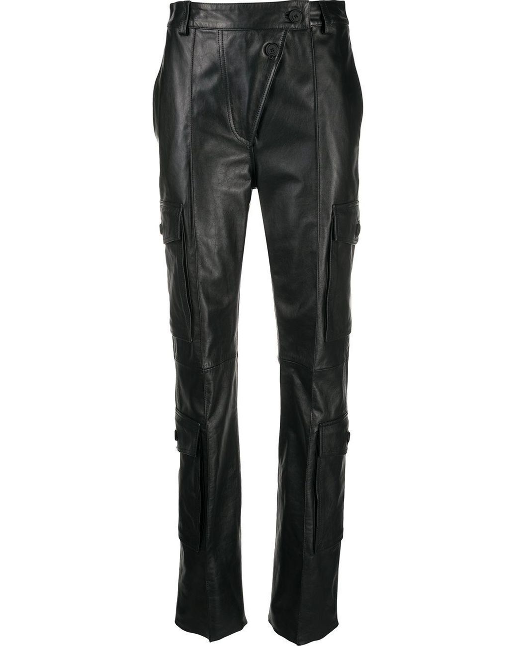 KENZO Cargo Leather Straight Trousers in Black - Save 19% - Lyst