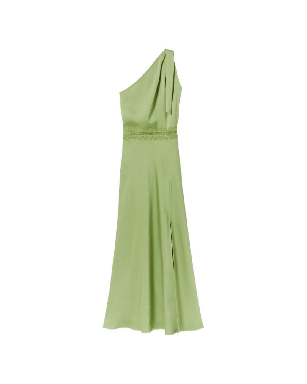 Claudie Pierlot Green Satin And Lace Maxi Dress