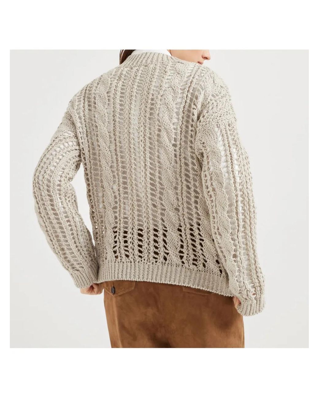 Brunello Cucinelli Multicolor Pullover Mit Lochstrickmuster