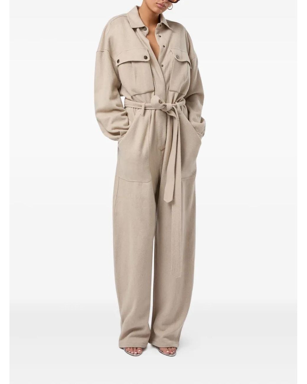 ANDAMANE Natural Cargo Belted Jumpsuit