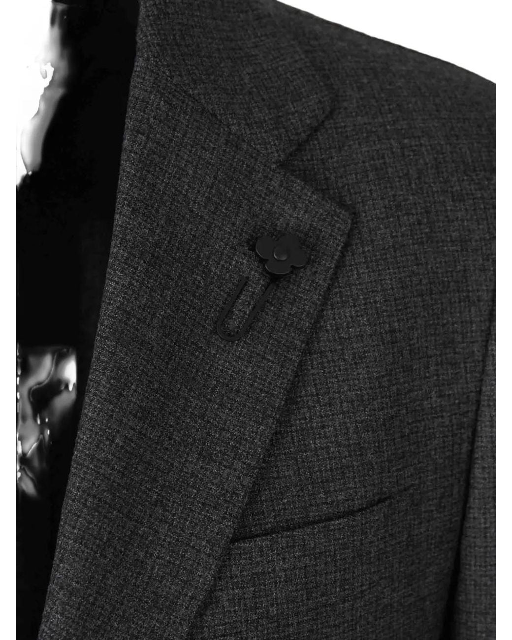Lardini Black Flower-Patch Single-Breasted Blazer for men