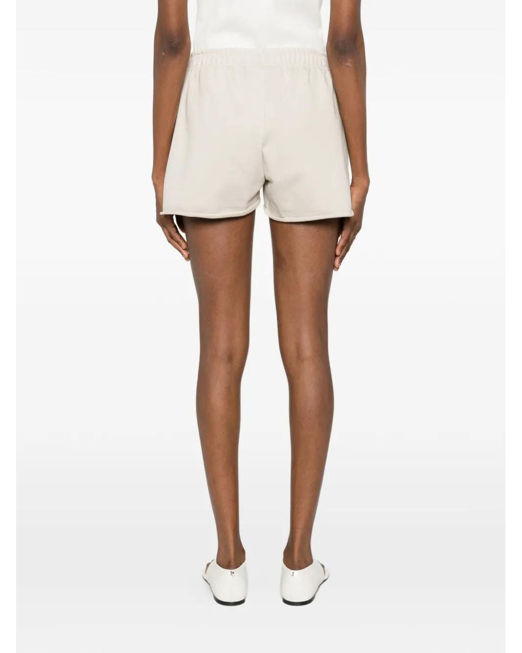 WRSTBHVR Natural Itia Logo-Embroidered Raw-Cut Shorts
