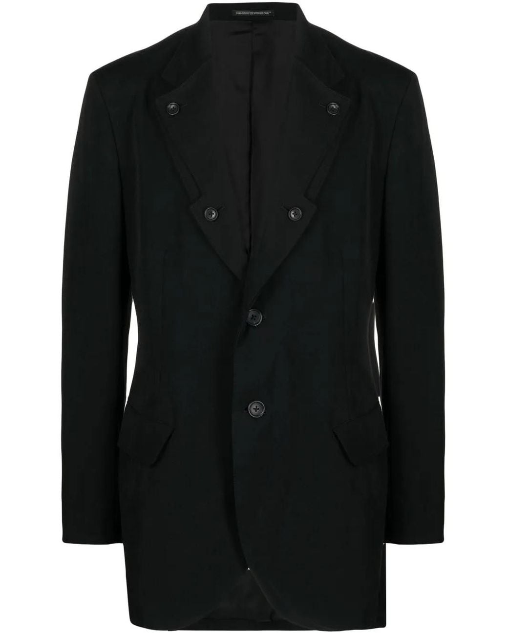 Yohji Yamamoto Black Single-Breasted Fitted Blazer for men