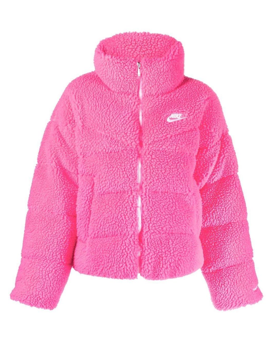 Nike Quilted Teddy Puffer Jacket in Pink | Lyst