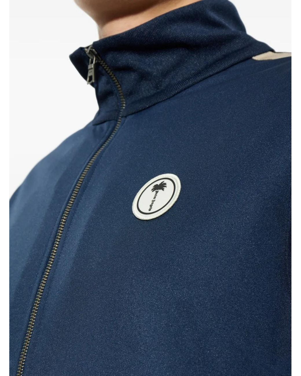 Palm Angels Blue Side-Stripe Sweatshirt for men