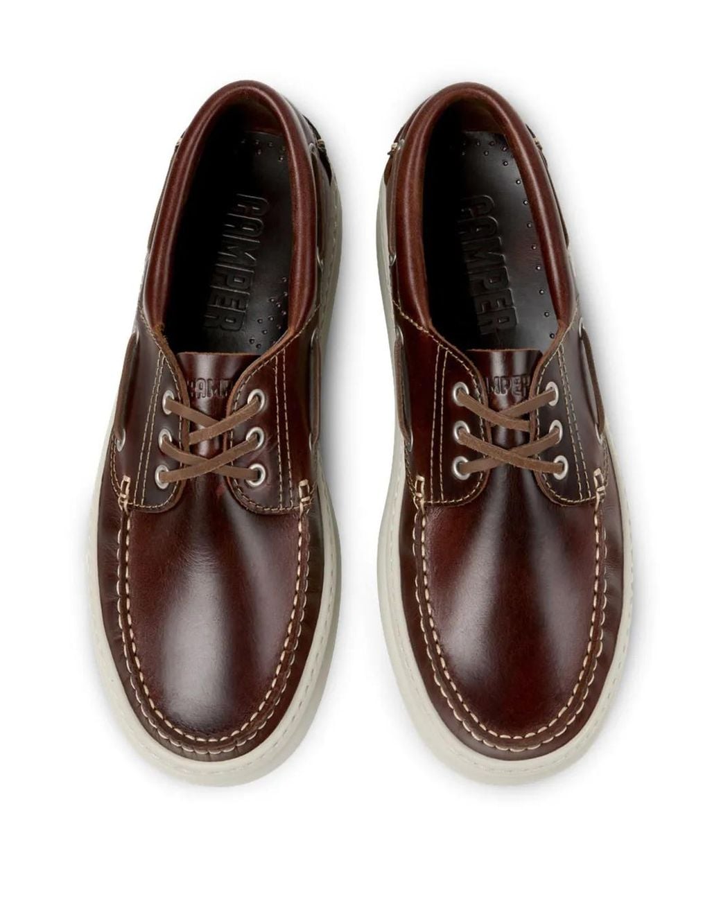Camper Brown Leather Stringed Shoes for men
