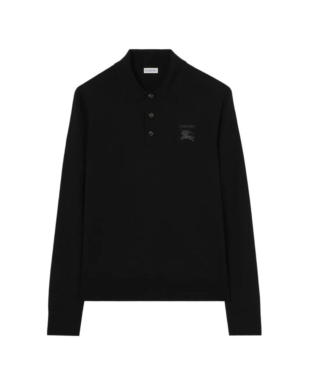 Burberry Black Long-Sleeve Knight Wool Polo Shirt for men