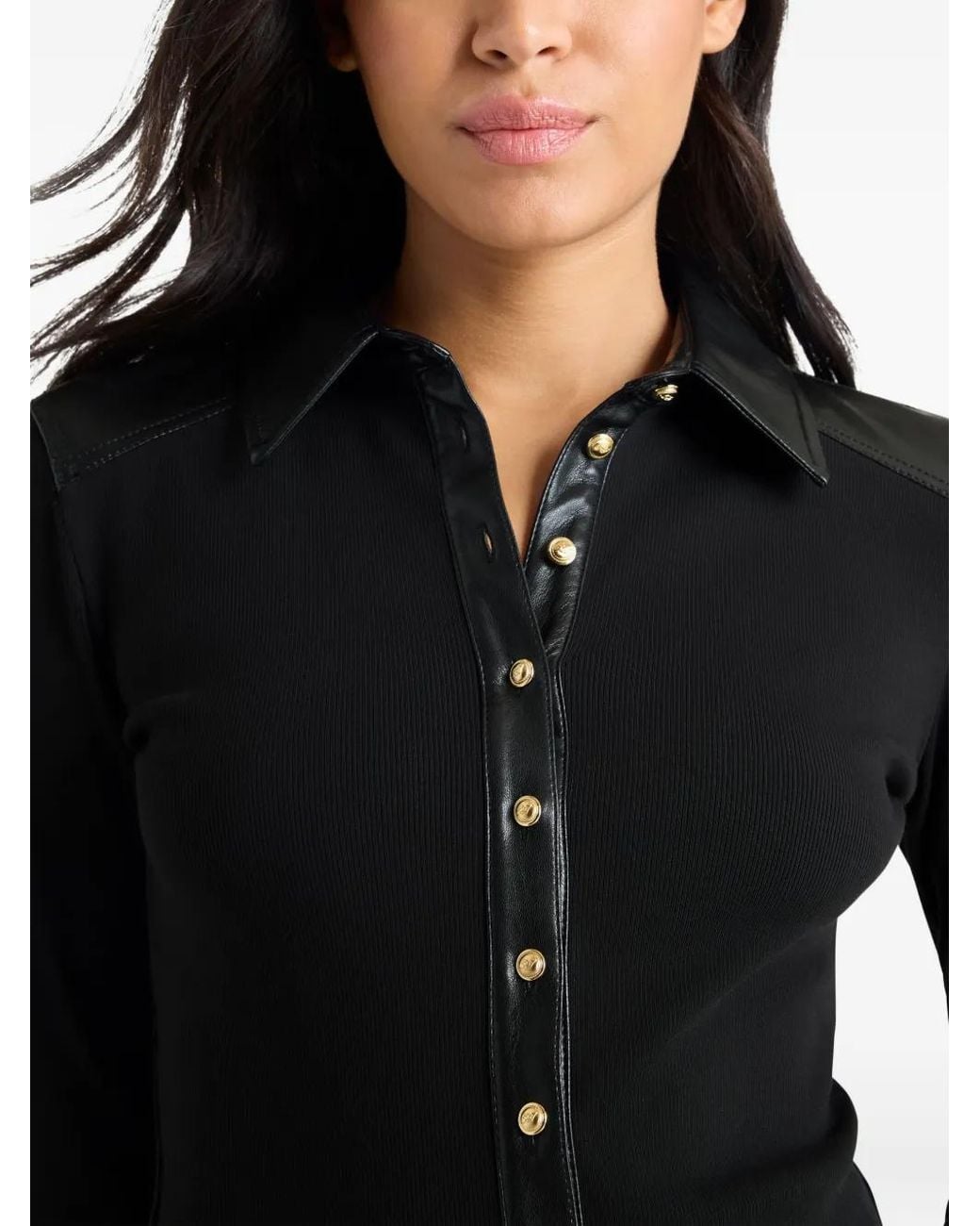 Cinq À Sept Black Magali Buttoned Panelled Top