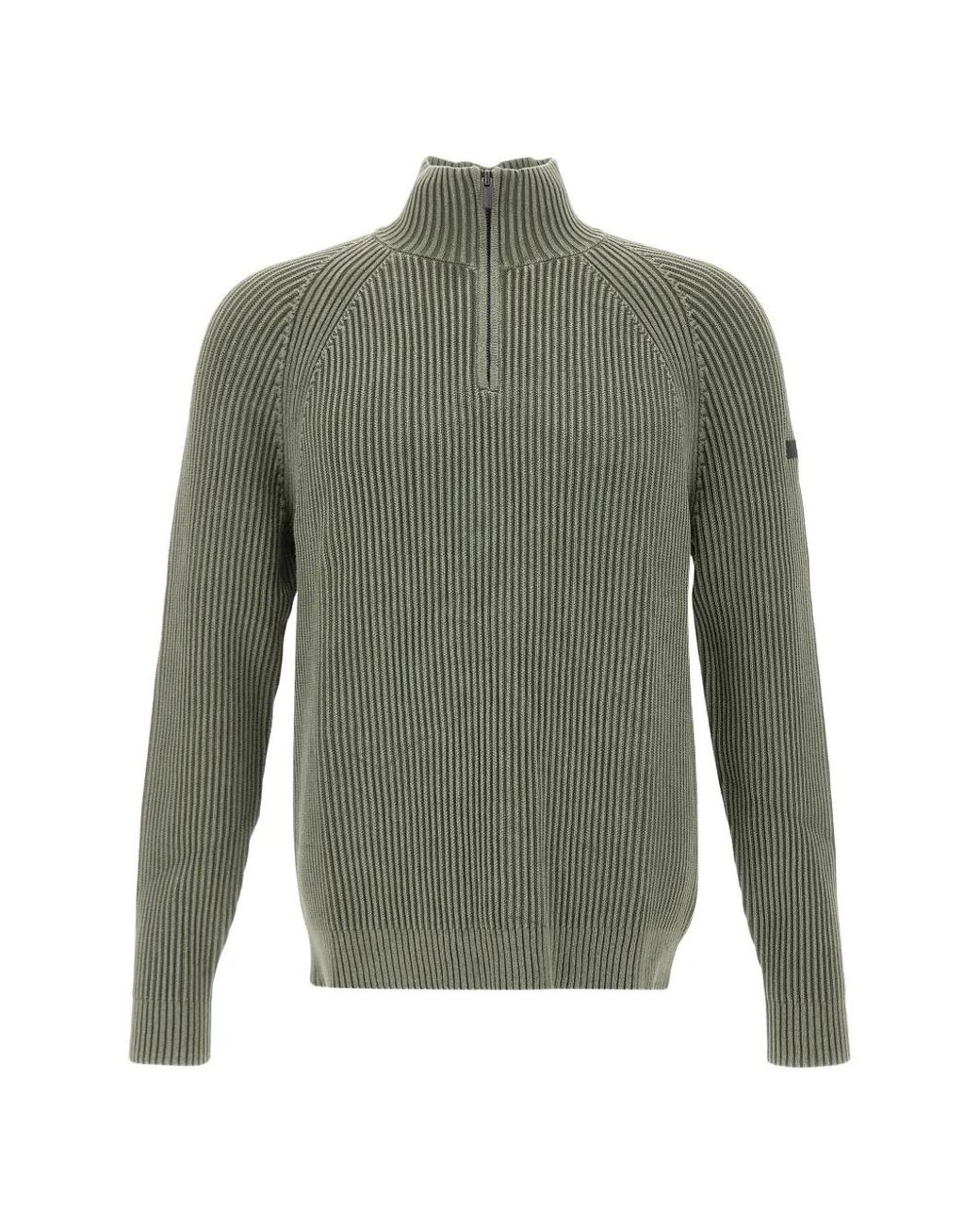 Rrd Green Cotton 7 Techno Wash Half-Zip Rib-Knit Sweater for men