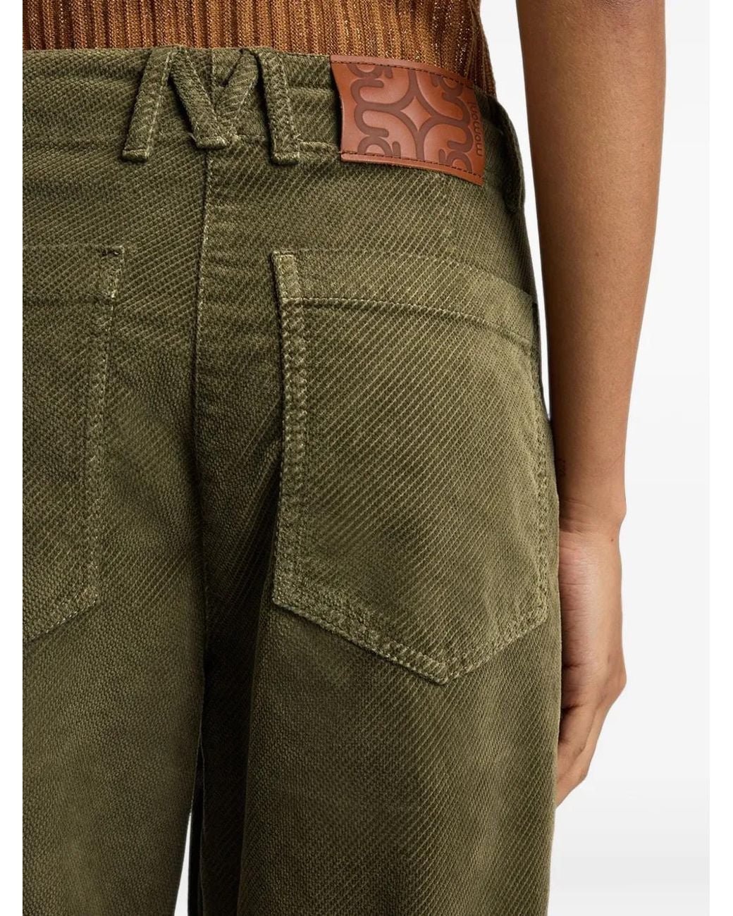 Momoní Green Hibiscus Bis Garment-Dyed Velvet Trousers