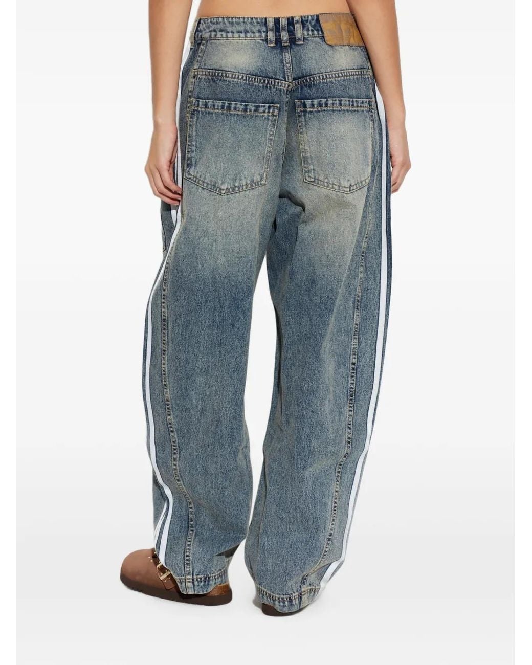 Adidas Blue 3-Stripes Tapered Jeans