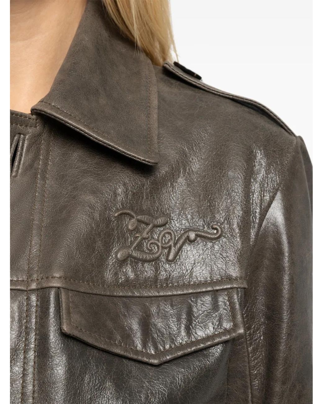 Zadig & Voltaire Gray Veste En Cuir