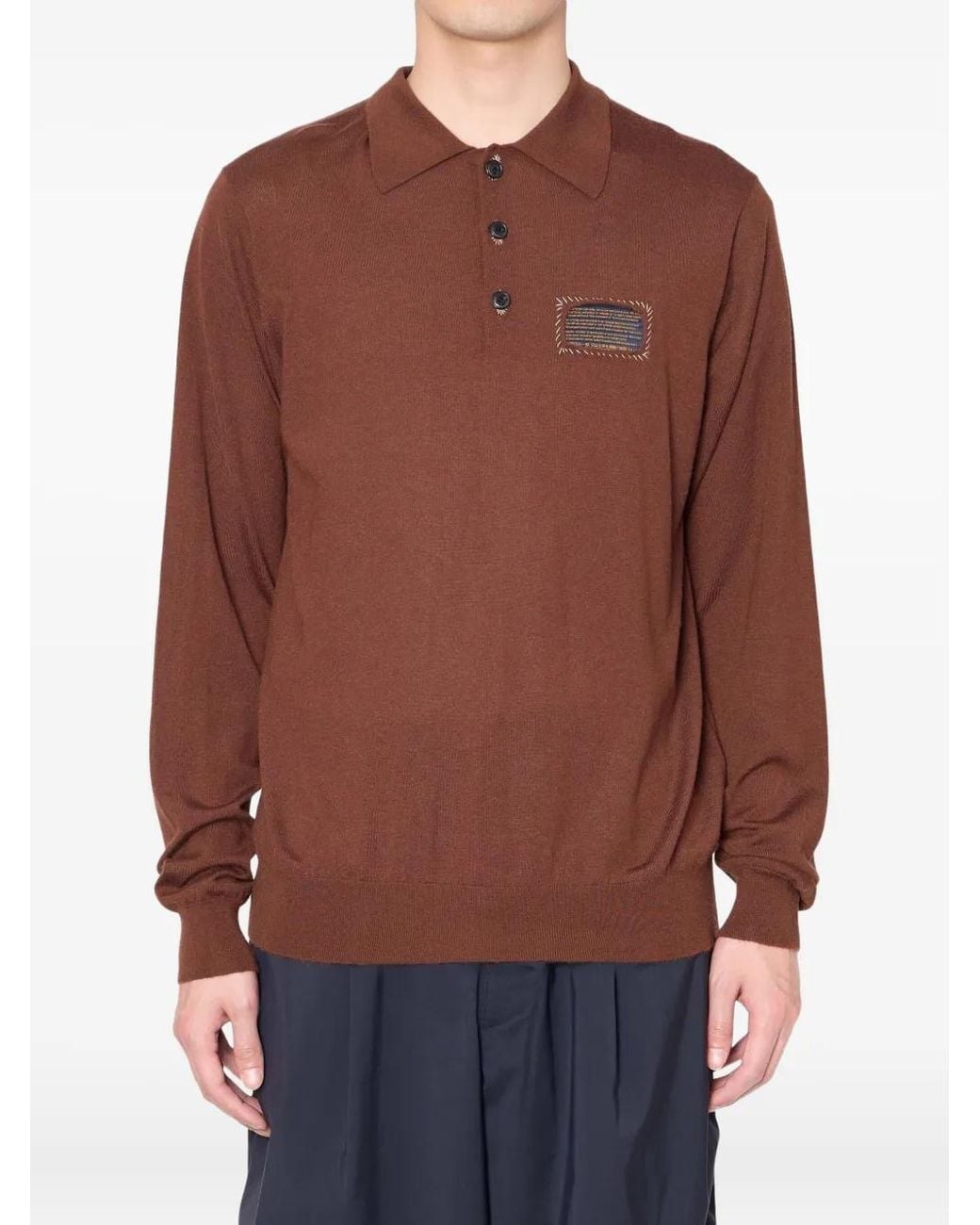 Kolor Brown Long-Sleeve Polo-Neck Sweater for men