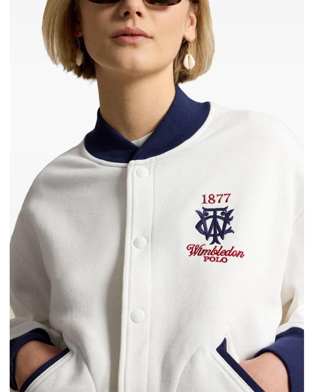Polo Ralph Lauren Blue Wimbledon Embroidered Logo Bomber Jacket