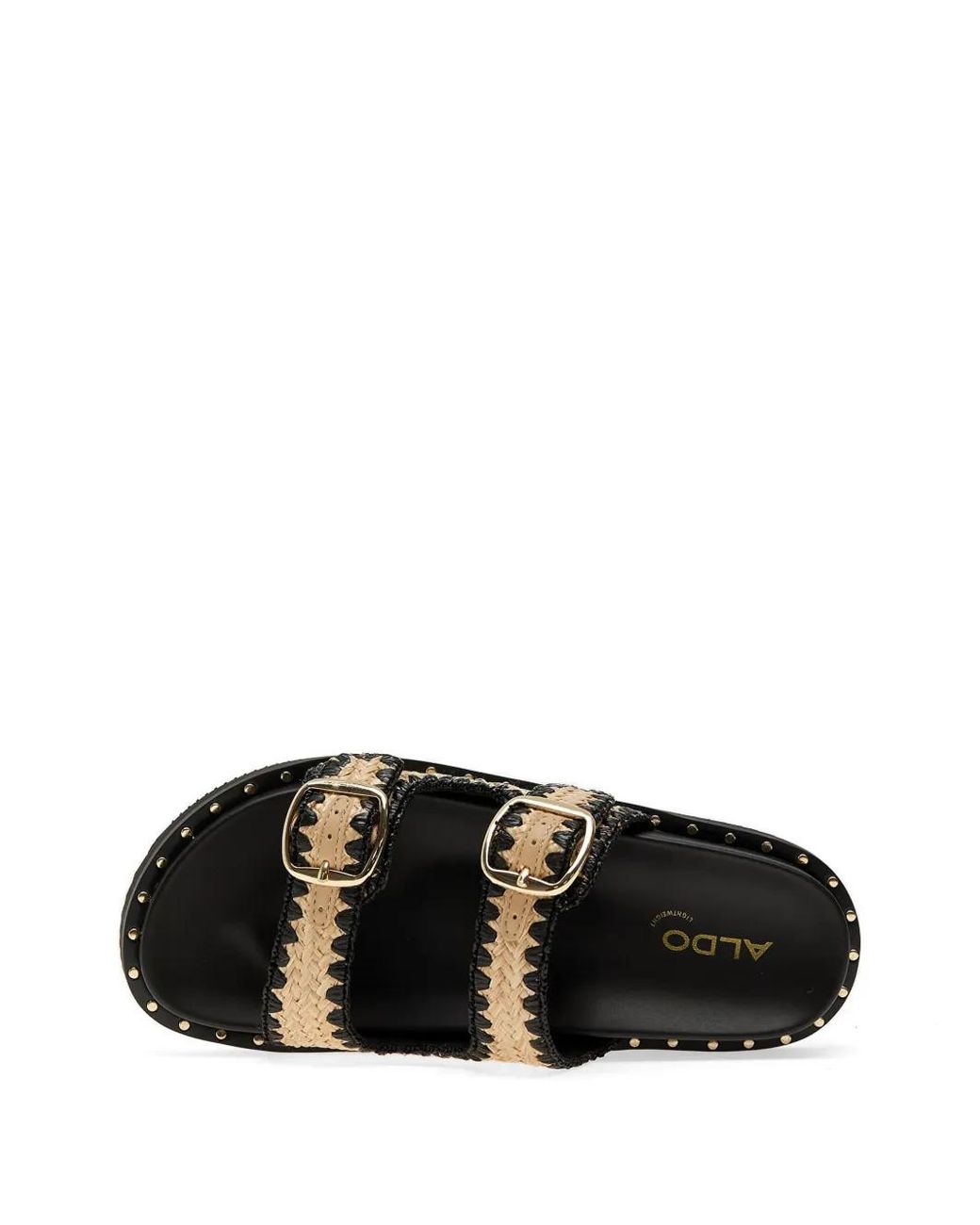 ALDO Black Woven Whipstitch-Trim Slides